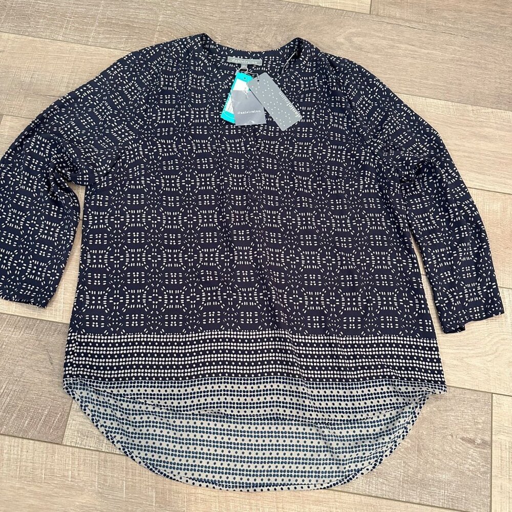 DANIELRAINN WOMENS NEW BLUE BLOUSE LARGE